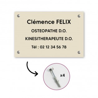 Plaque professionnelle personnalisée en PVC pour ostéopathe, kiné - Gravure sur 1 à 5 lignes - Format 30 x 20 cm