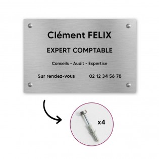 Plaque professionnelle personnalisée en PVC pour expert comptable - Gravure laser sur 1 à 5 lignes - Format 30 x 20 cm