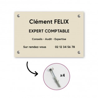 Plaque professionnelle personnalisée en PVC pour expert comptable - Gravure laser sur 1 à 5 lignes - Format 30 x 20 cm
