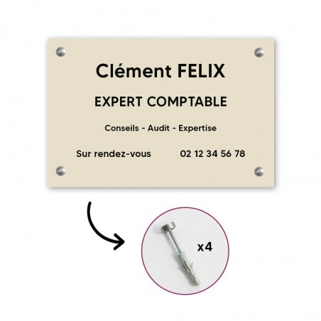 Plaque professionnelle personnalisée en PVC pour expert comptable - Gravure laser sur 1 à 5 lignes - Format 30 x 20 cm