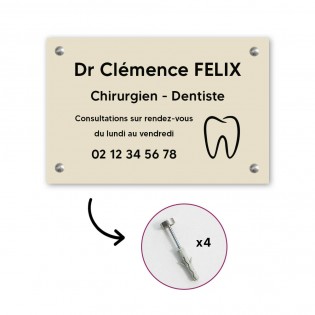 Plaque professionnelle personnalisée avec logo pour dentiste, chirurgien dentiste - Plaque PVC - Format 30 cm x 20 cm