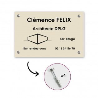 Plaque professionnelle personnalisée avec logo en PVC pour architecte, cabinet d'architecture - Format 30 cm x 20 cm