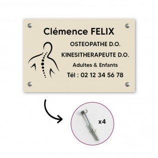 Plaque professionnelle personnalisée avec logo en PVC pour ostéopathe, kiné - Format 30 cm x 20 cm