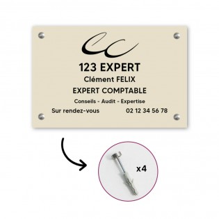 Plaque professionnelle personnalisée en PVC avec logo pour expert comptable - Format 30 cm x 20 cm