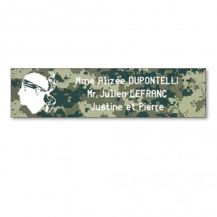 Plaque boite aux lettres format Decayeux CORSE (100x25mm) Camo Vert lettres blanches - 3 lignes