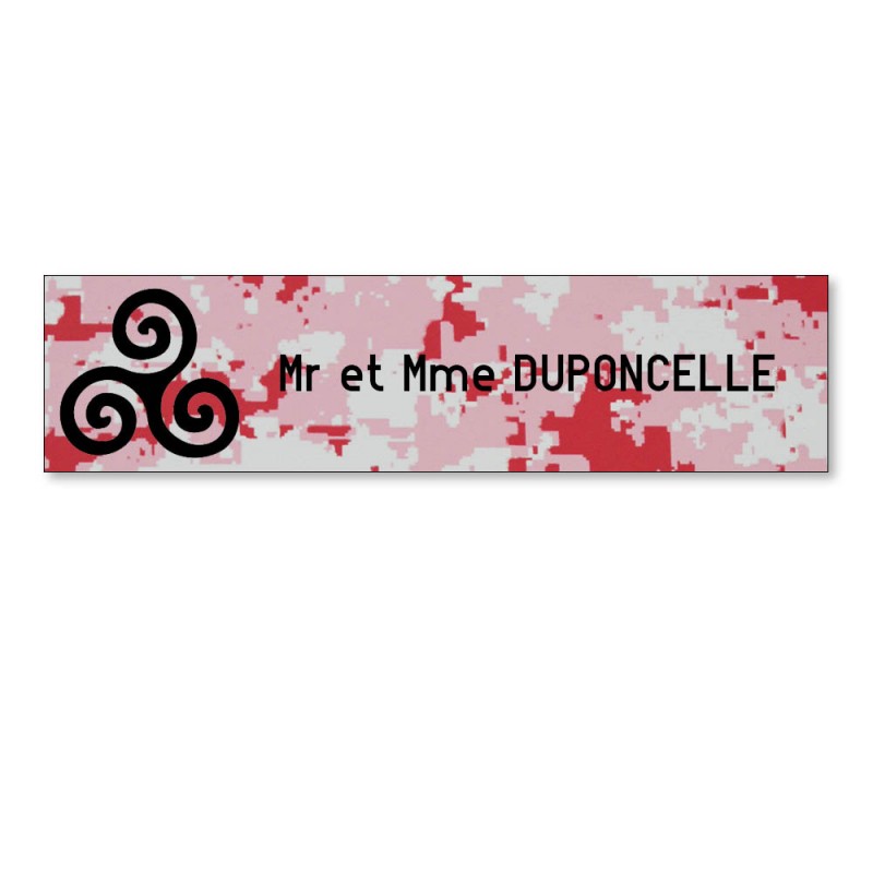 Plaque Boîte Aux Lettres Personnalisable DECOHO – Format Decayeux 100x25mm, Effet Bois Foncé, Lettres Blanches, Triskell Breton
