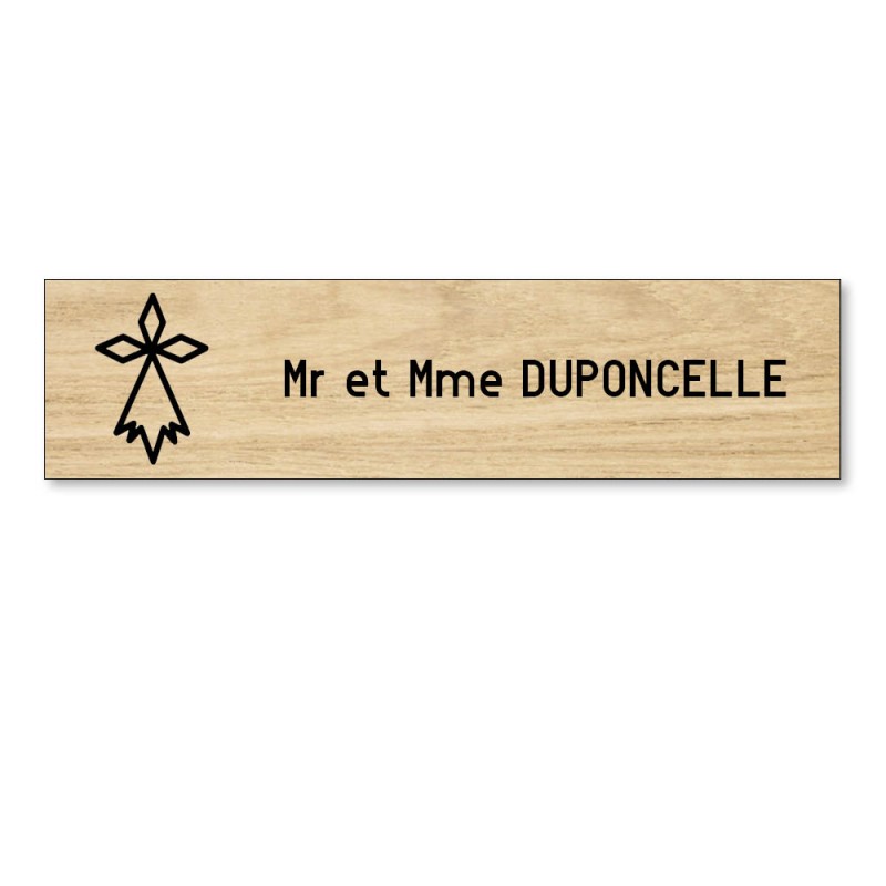Plaque boite aux lettres format Decayeux HERMINE (100x25mm) effet bois clair lettres noires - 1 ligne Plaque boite aux lettres format Decayeux HERMINE (100x25mm) effet bois clair lettres noires - 1 ligne