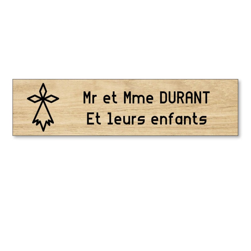 Plaque boite aux lettres format Decayeux HERMINE (100x25mm) effet bois clair lettres noires - 2 lignes Plaque boite aux lettres format Decayeux HERMINE (100x25mm) effet bois clair lettres noires - 2 lignes