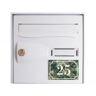 Numéro de maison / rue gravé et personnalisé couleur Camo Vert chiffres blancs - Signalétique extérieure