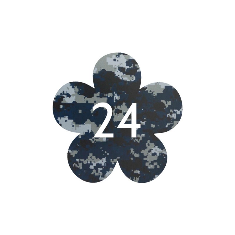 Numéro fantaisie personnalisable pour boite aux lettres couleur Camo Bleu chiffres blancs - Modèle Fleur