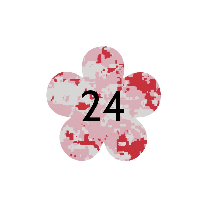 Numéro fantaisie personnalisable pour boite aux lettres couleur Camo Rose chiffres noirs - Modèle Fleur