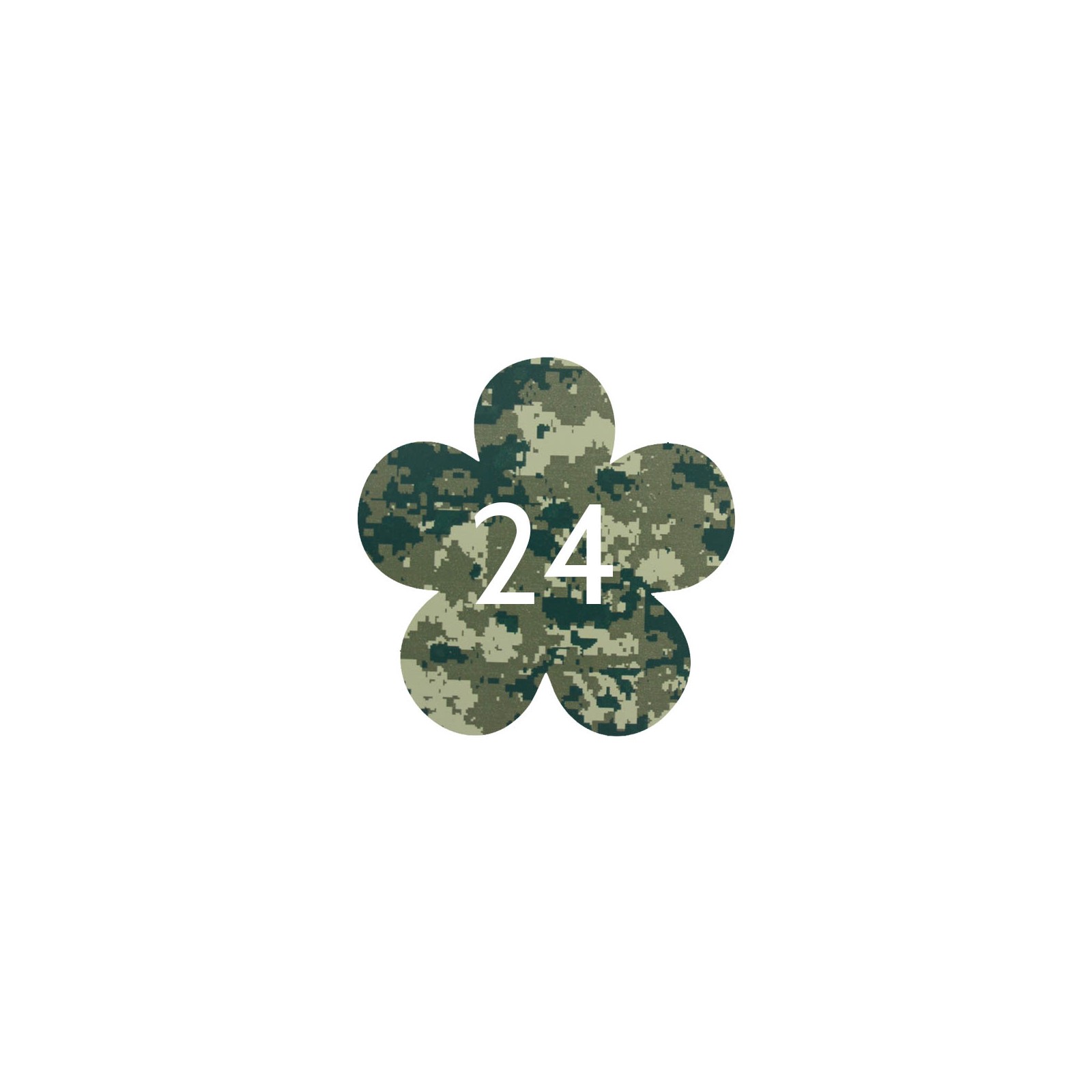 Numéro fantaisie personnalisable pour boite aux lettres couleur Camo Vert chiffres blancs - Modèle Fleur