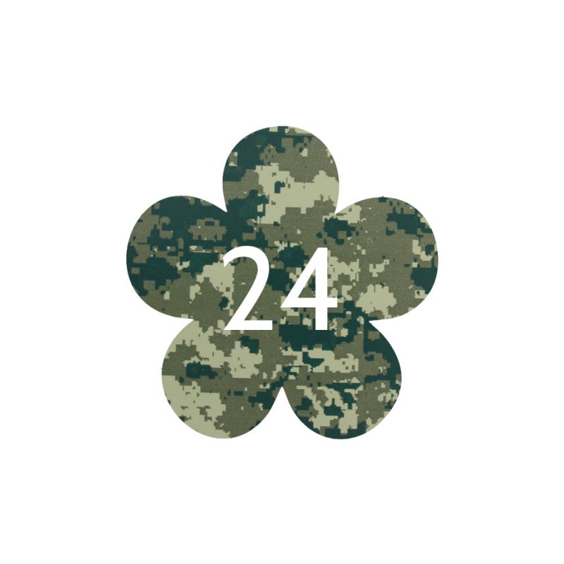 Numéro fantaisie personnalisable pour boite aux lettres couleur Camo Vert chiffres blancs - Modèle Fleur Numéro fantaisie personnalisable pour boite aux lettres couleur Camo Vert chiffres blancs - Modèle Fleur