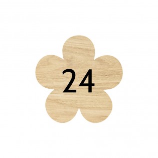 Numéro fantaisie personnalisable pour boite aux lettres couleur effet bois clair chiffres blancs - Modèle Fleur