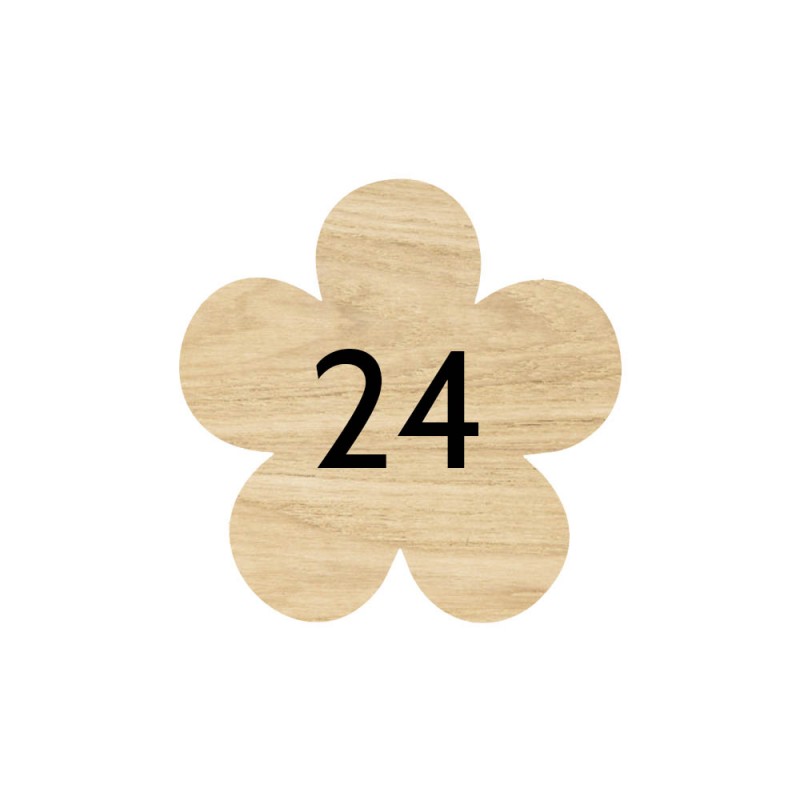 Numéro fantaisie personnalisable pour boite aux lettres couleur effet bois clair chiffres blancs - Modèle Fleur Numéro fantaisie personnalisable pour boite aux lettres couleur effet bois clair chiffres blancs - Modèle Fleur