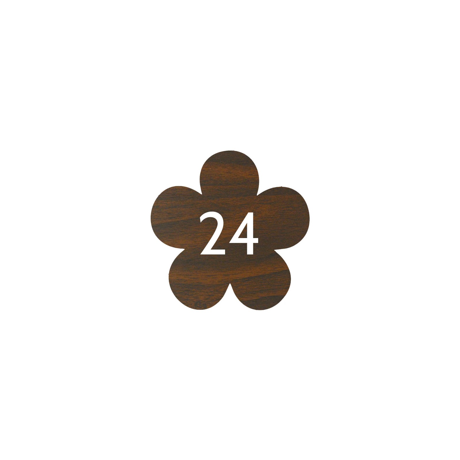 Numéro fantaisie personnalisable pour boite aux lettres couleur effet bois foncé chiffres blancs - Modèle Fleur
