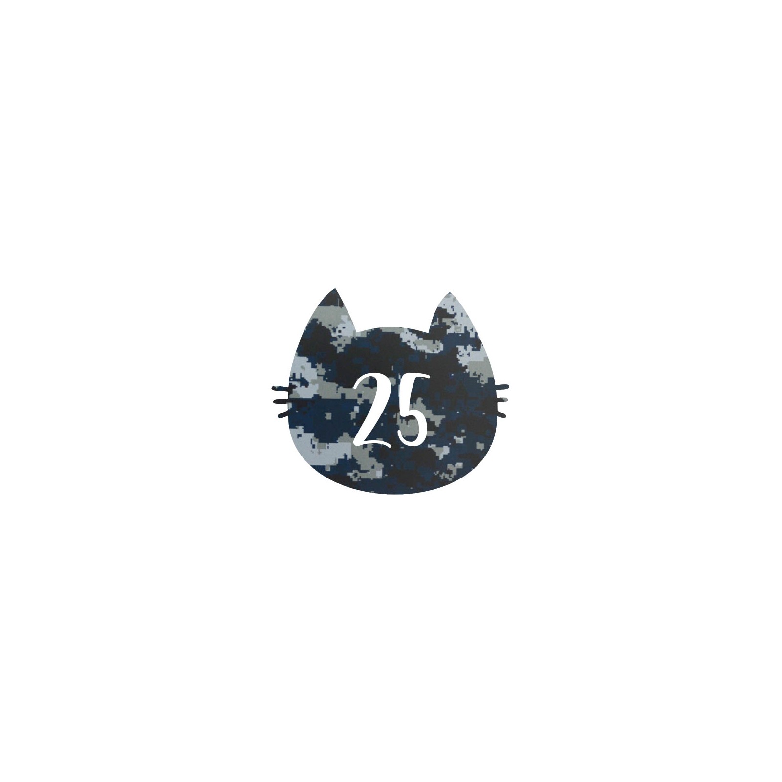 Numéro fantaisie personnalisable pour boite aux lettres couleur Camo Bleu chiffres blancs - Modèle Chat