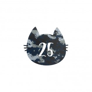 Numéro fantaisie personnalisable pour boite aux lettres couleur Camo Bleu chiffres blancs - Modèle Chat