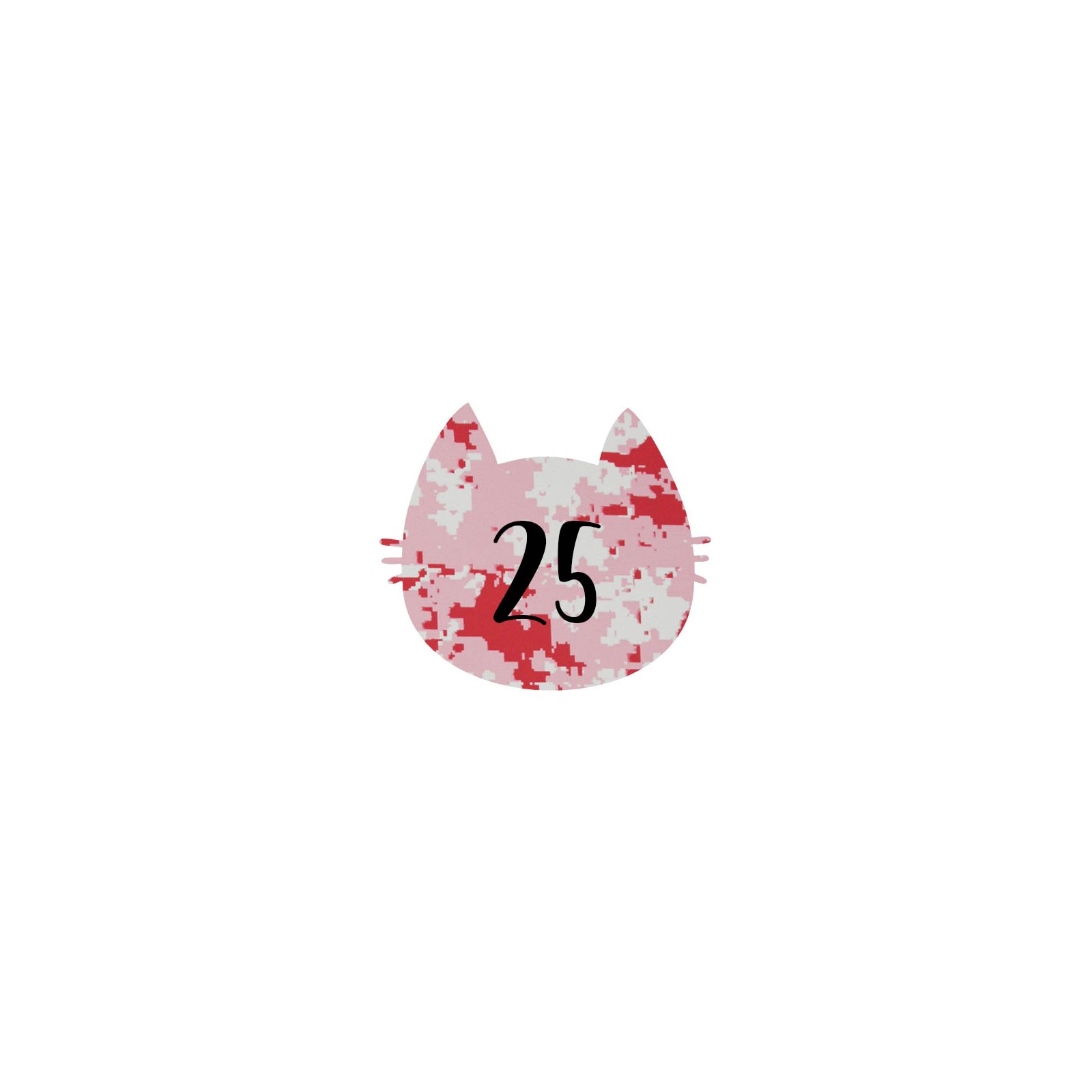Numéro fantaisie personnalisable pour boite aux lettres couleur Camo Rose chiffres noirs - Modèle Chat