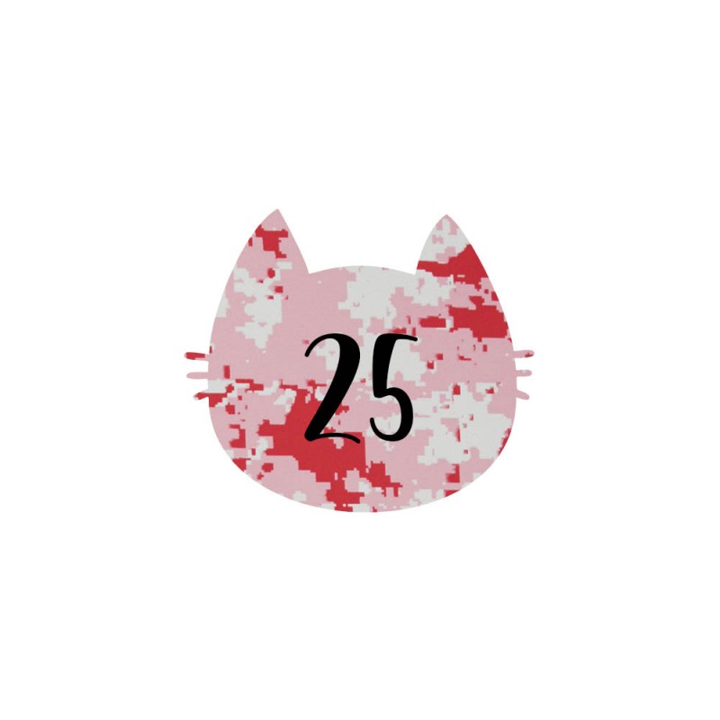 Numéro fantaisie personnalisable pour boite aux lettres couleur Camo Rose chiffres noirs - Modèle Chat Numéro fantaisie personnalisable pour boite aux lettres couleur Camo Rose chiffres noirs - Modèle Chat