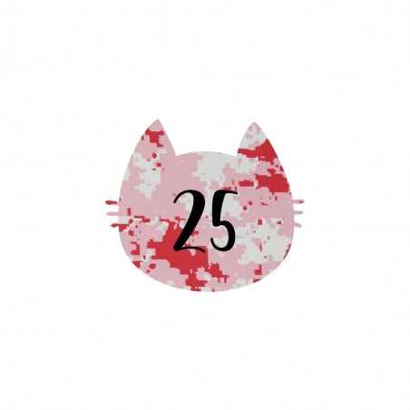 Numéro fantaisie personnalisable pour boite aux lettres couleur Camo Rose chiffres noirs - Modèle Chat