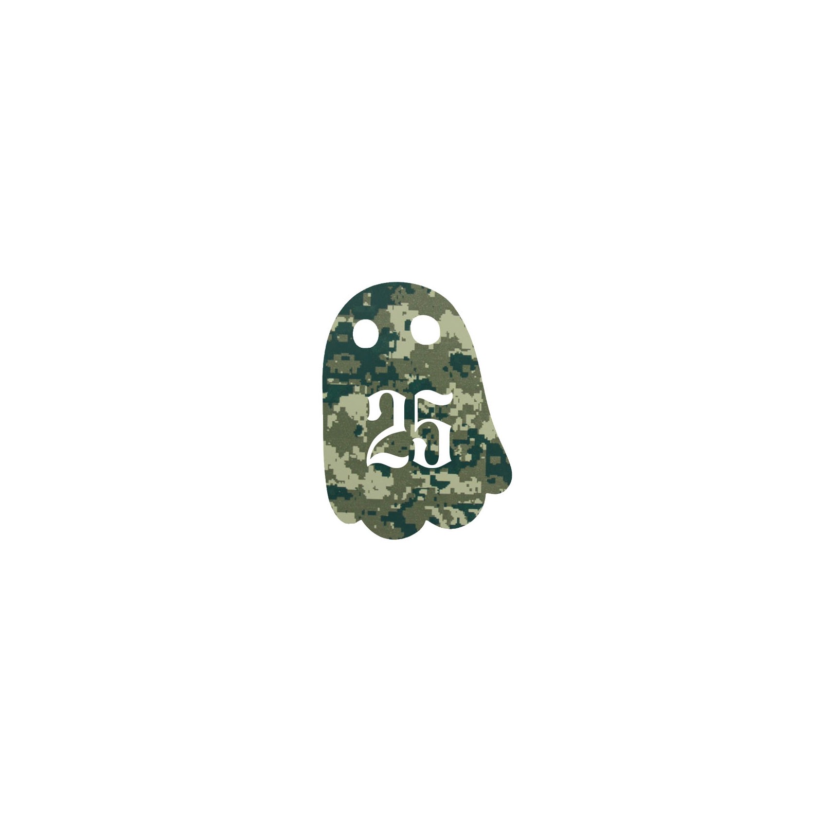 Numéro fantaisie personnalisable pour boite aux lettres couleur Camo Vert chiffres blancs - Modèle Fantôme
