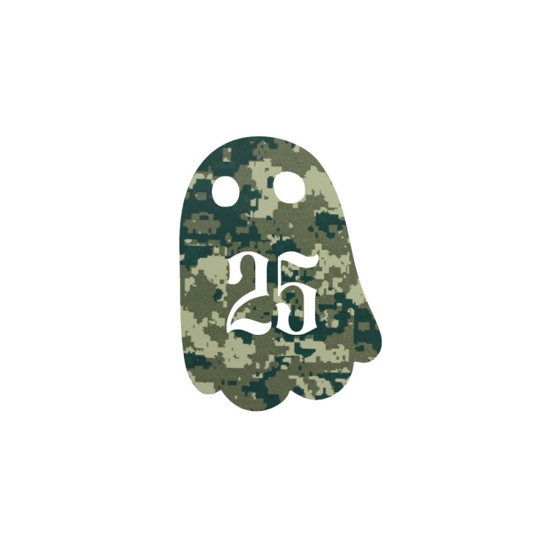 Numéro fantaisie personnalisable pour boite aux lettres couleur Camo Vert chiffres blancs - Modèle Fantôme