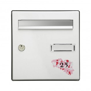 Numéro fantaisie personnalisable pour boite aux lettres couleur Camo Rose chiffres noirs - Modèle région Bretagne