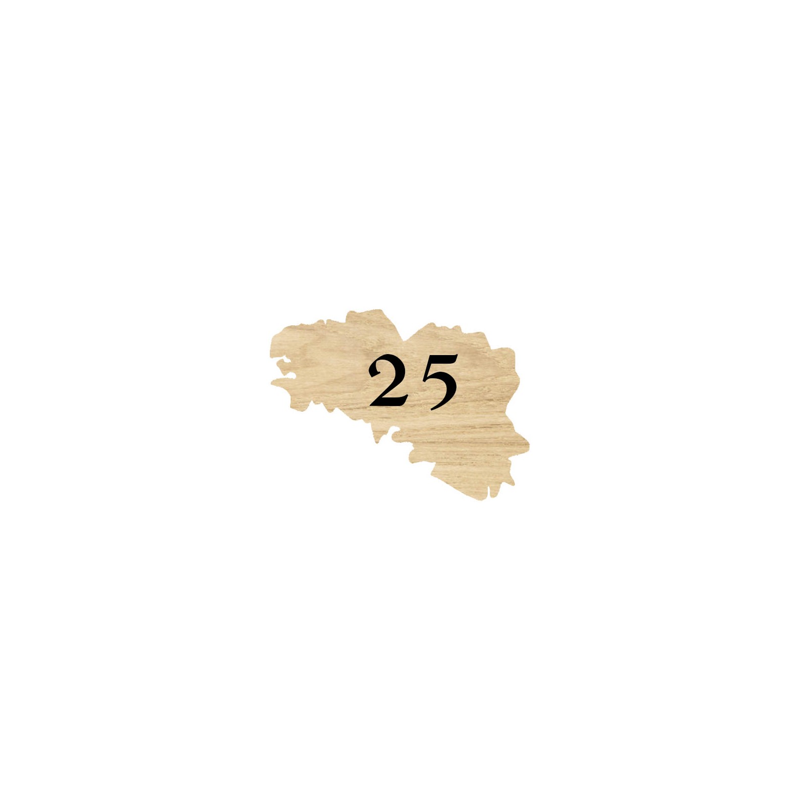 Numéro fantaisie personnalisable pour boite aux lettres couleur effet bois clair chiffres blancs - Modèle région Bretagne