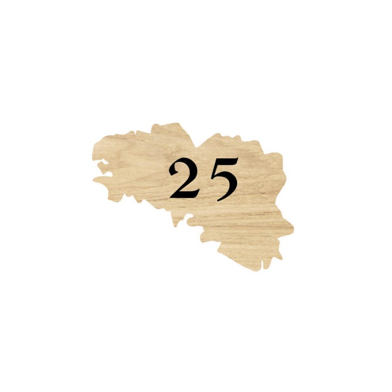 Numéro fantaisie personnalisable pour boite aux lettres couleur effet bois clair chiffres blancs - Modèle région Bretagne