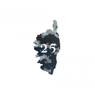 Numéro fantaisie personnalisable pour boite aux lettres couleur Camo Bleu chiffres blancs - Modèle région Corse