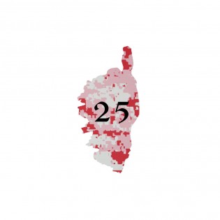 Numéro fantaisie personnalisable pour boite aux lettres couleur Camo Rose chiffres noirs - Modèle région Corse