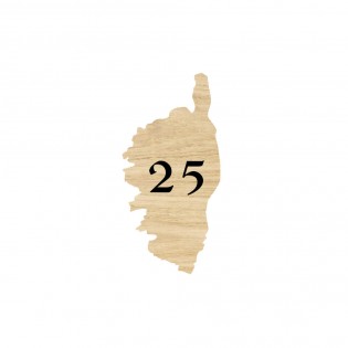 Numéro fantaisie personnalisable pour boite aux lettres couleur effet bois clair chiffres blancs - Modèle région Corse
