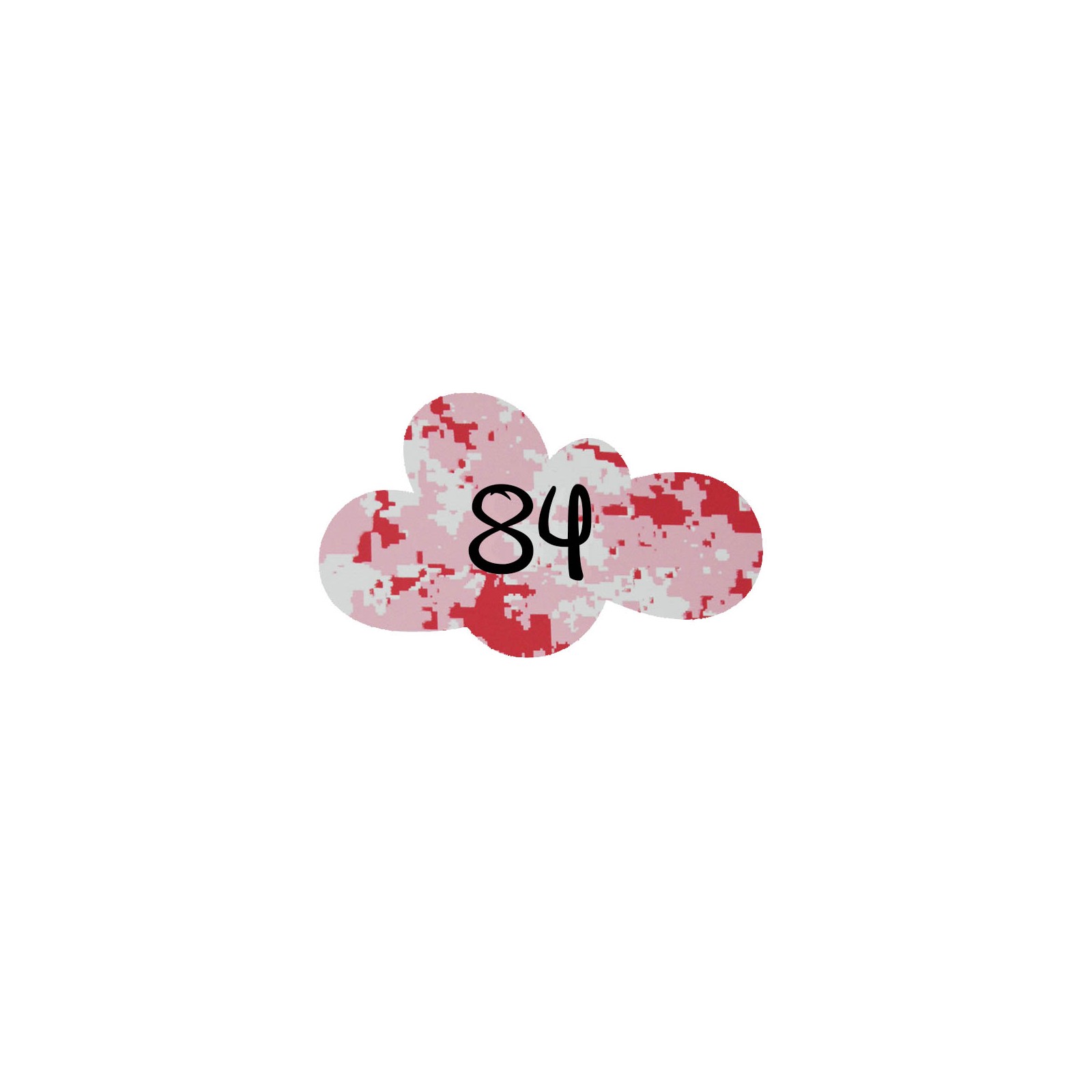 Numéro fantaisie personnalisable pour boite aux lettres couleur Camo Rose chiffres noirs - Modèle Nuage