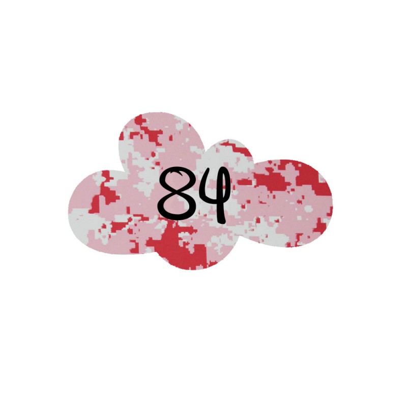 Numéro fantaisie personnalisable pour boite aux lettres couleur Camo Rose chiffres noirs - Modèle Nuage