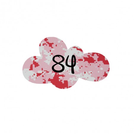 Numéro fantaisie personnalisable pour boite aux lettres couleur Camo Rose chiffres noirs - Modèle Nuage