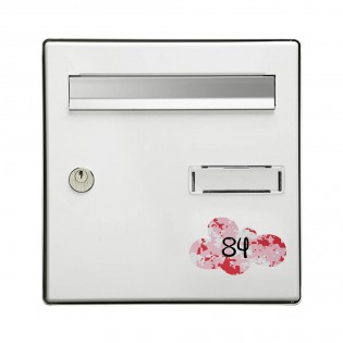 Numéro fantaisie personnalisable pour boite aux lettres couleur Camo Rose chiffres noirs - Modèle Nuage