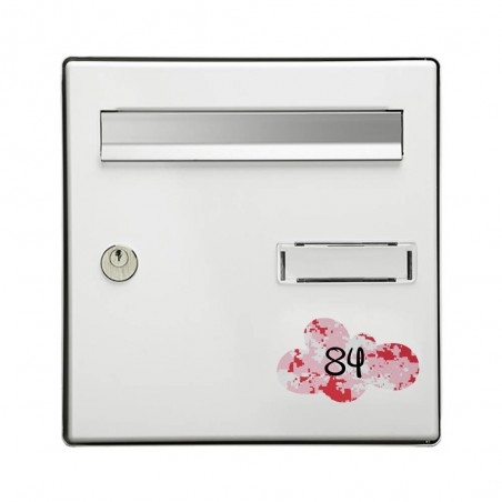 Numéro fantaisie personnalisable pour boite aux lettres couleur Camo Rose chiffres noirs - Modèle Nuage