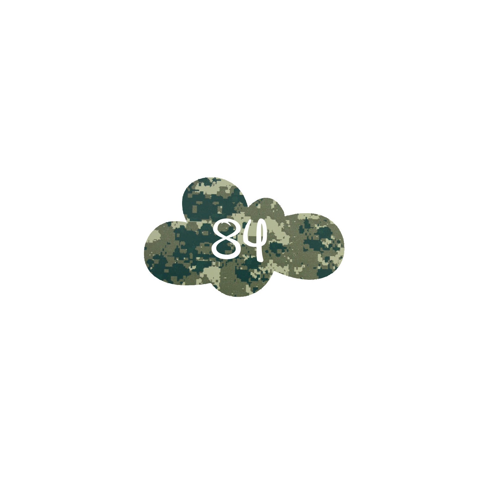 Numéro fantaisie personnalisable pour boite aux lettres couleur Camo Vert chiffres blancs - Modèle Nuage