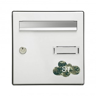 Numéro fantaisie personnalisable pour boite aux lettres couleur Camo Vert chiffres blancs - Modèle Nuage