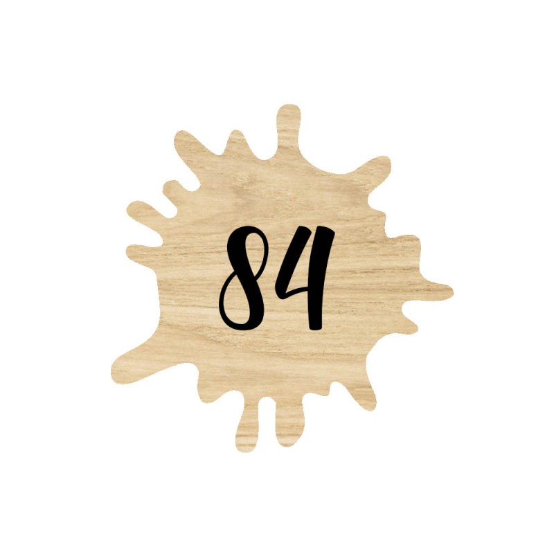 Numéro fantaisie personnalisable pour boite aux lettres couleur effet bois clair chiffres blancs - Modèle Splash Numéro fantaisie personnalisable pour boite aux lettres couleur effet bois clair chiffres blancs - Modèle Splash