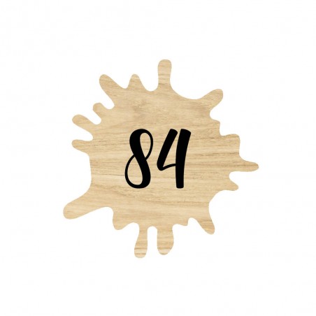 Numéro fantaisie personnalisable pour boite aux lettres couleur effet bois clair chiffres blancs - Modèle Splash