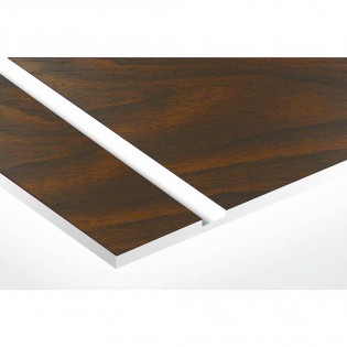 Plaque adhésive interphone ou sonnette 60 mm x 15 mm gravure personnalisée sur 2 lignes couleur effet bois foncé