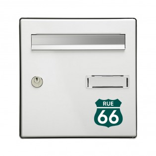 Numéro fantaisie personnalisable pour boite aux lettres couleur vert foncé chiffres blancs - Modèle Route 66