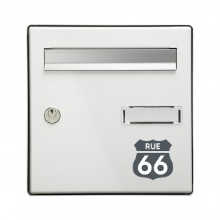 Numéro fantaisie personnalisable pour boite aux lettres couleur gris chiffres blancs - Modèle Route 66