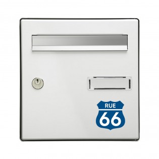 Numéro fantaisie personnalisable pour boite aux lettres couleur bleu chiffres blancs - Modèle Route 66