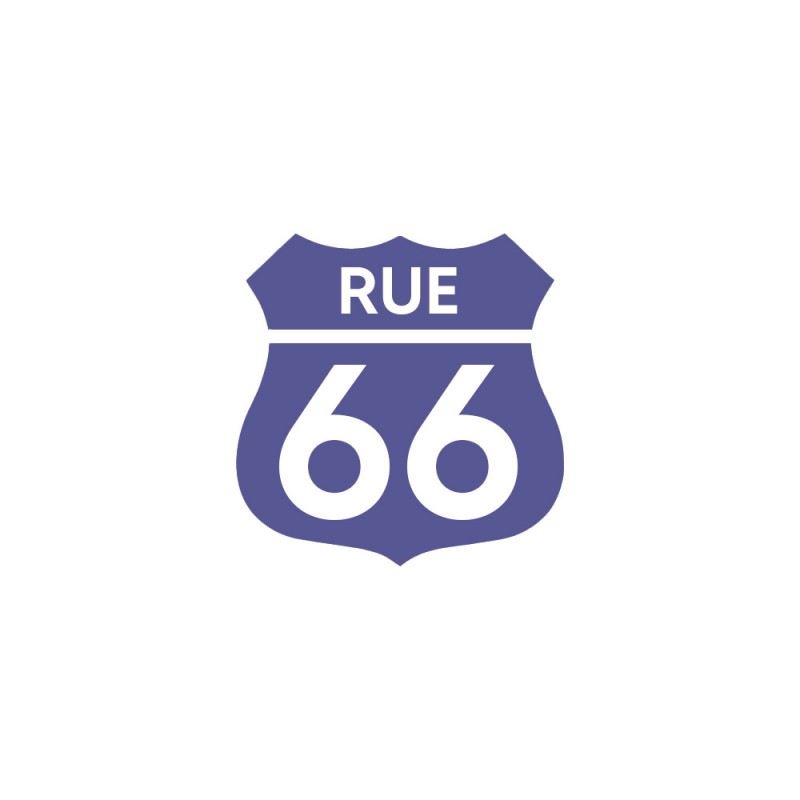 Numéro fantaisie personnalisable pour boite aux lettres couleur violet chiffres blancs - Modèle Route 66