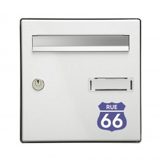 Numéro fantaisie personnalisable pour boite aux lettres couleur violet chiffres blancs - Modèle Route 66