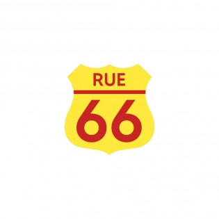 Numéro fantaisie personnalisable pour boite aux lettres couleur jaune chiffres rouges - Modèle Route 66