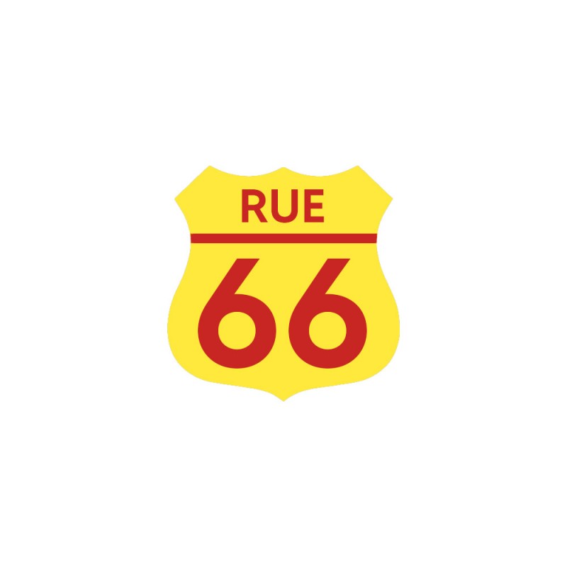 Numéro fantaisie personnalisable pour boite aux lettres couleur jaune chiffres rouges - Modèle Route 66 Numéro fantaisie personnalisable pour boite aux lettres couleur jaune chiffres rouges - Modèle Route 66
